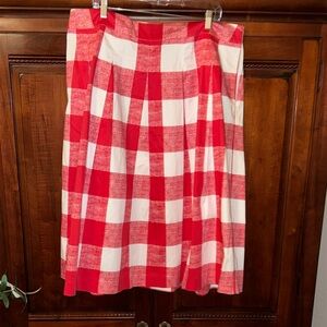 Talbots Red and White Checkered Women's Midi Skirt size 16W